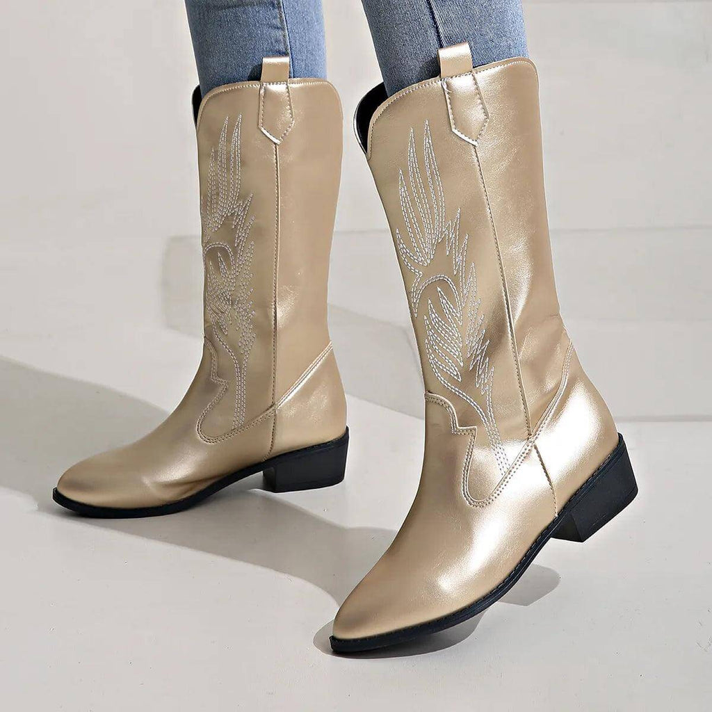 Lennox | Women's Leather Cowboy Boots with Stitch Detail