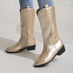 Lennox | Women's Leather Cowboy Boots with Stitch Detail
