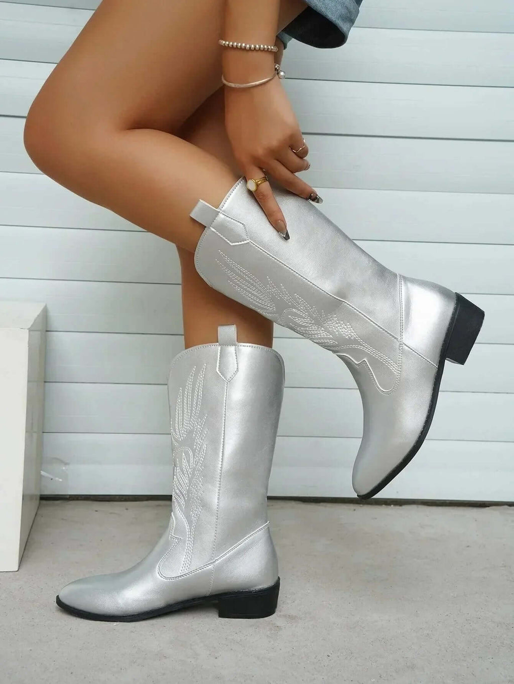 Lennox | Women's Leather Cowboy Boots with Stitch Detail
