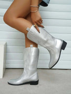 Lennox | Women's Leather Cowboy Boots with Stitch Detail