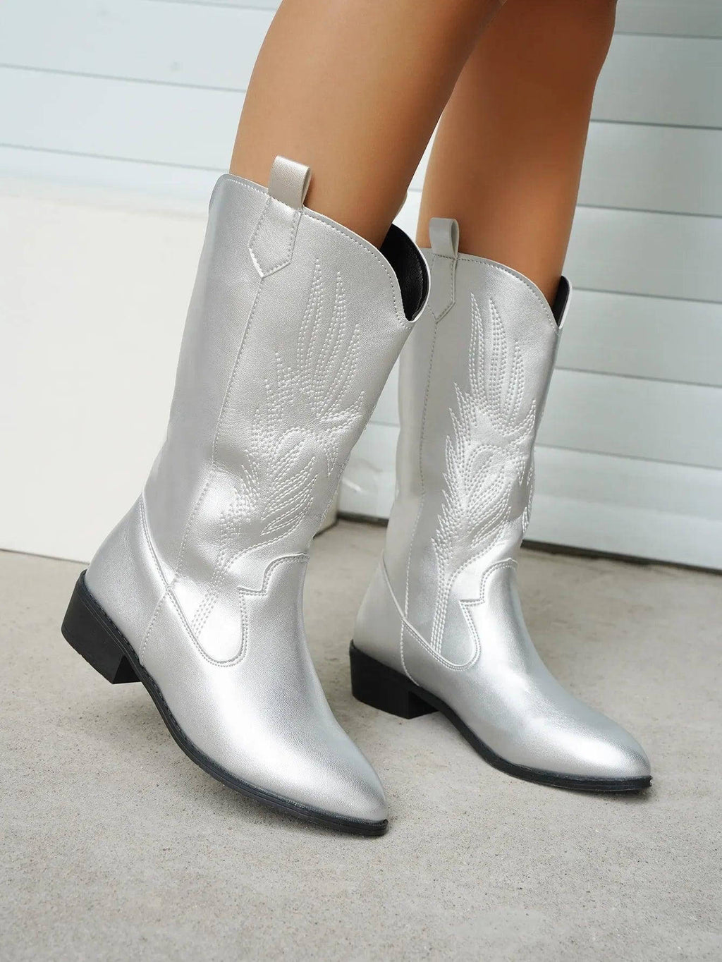 Lennox | Women's Leather Cowboy Boots with Stitch Detail