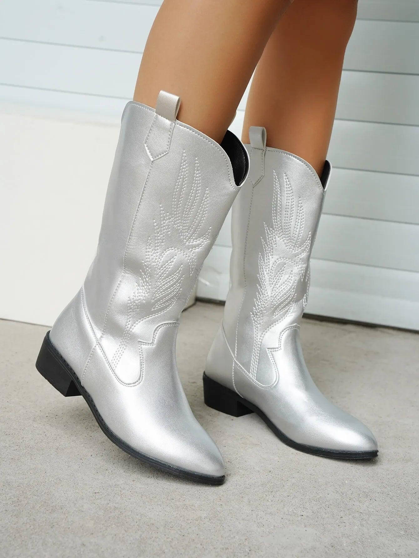 Lennox | Women's Leather Cowboy Boots with Stitch Detail