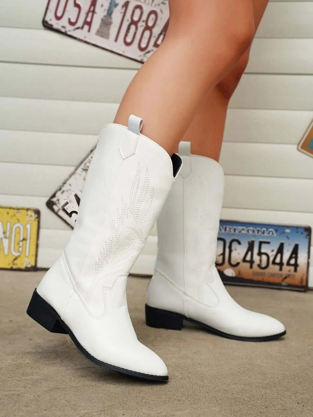 Lennox | Women's Leather Cowboy Boots with Stitch Detail