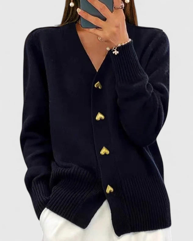 Leona | Women's Cozy Cardigan with Heart Buttons