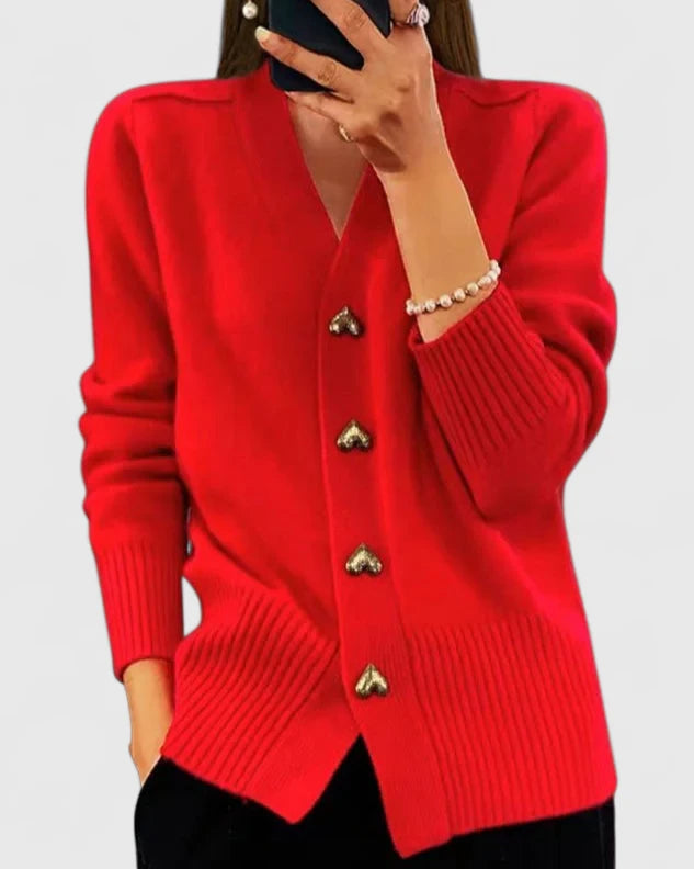 Leona | Women's Cozy Cardigan with Heart Buttons
