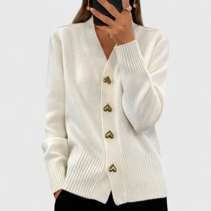 Leona | Women's Cozy Cardigan with Heart Buttons