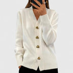 Leona | Women's Cozy Cardigan with Heart Buttons