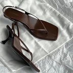 Leona - Women's Square Toe Kitten Heel Sandals