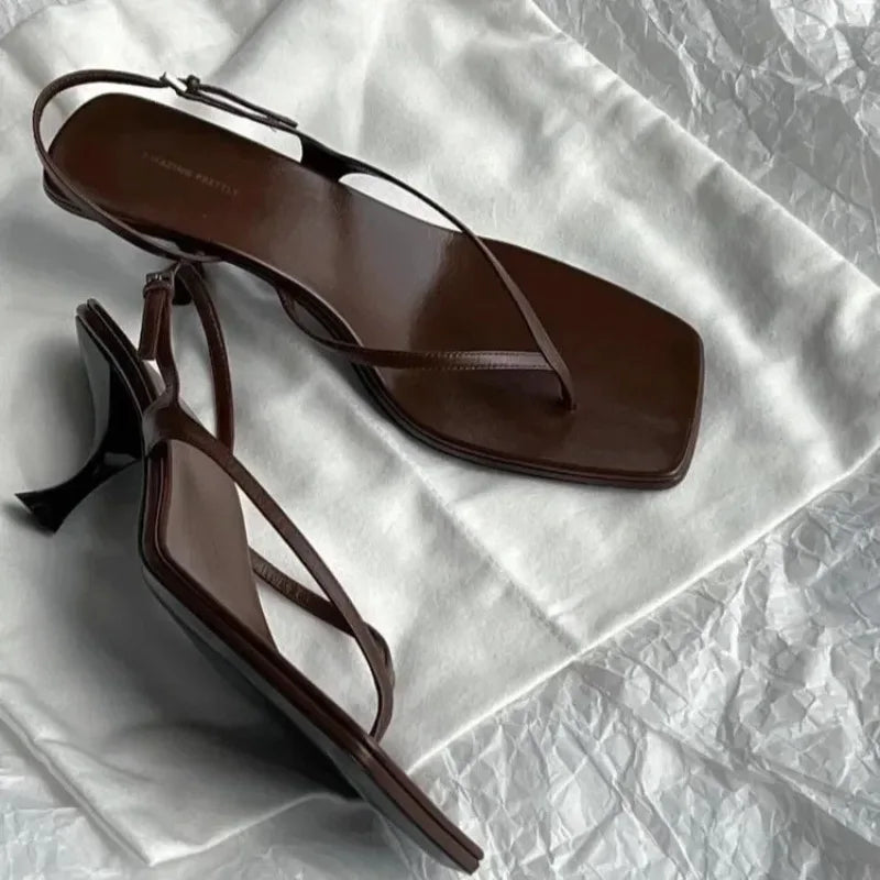 Leona - Women's Square Toe Kitten Heel Sandals