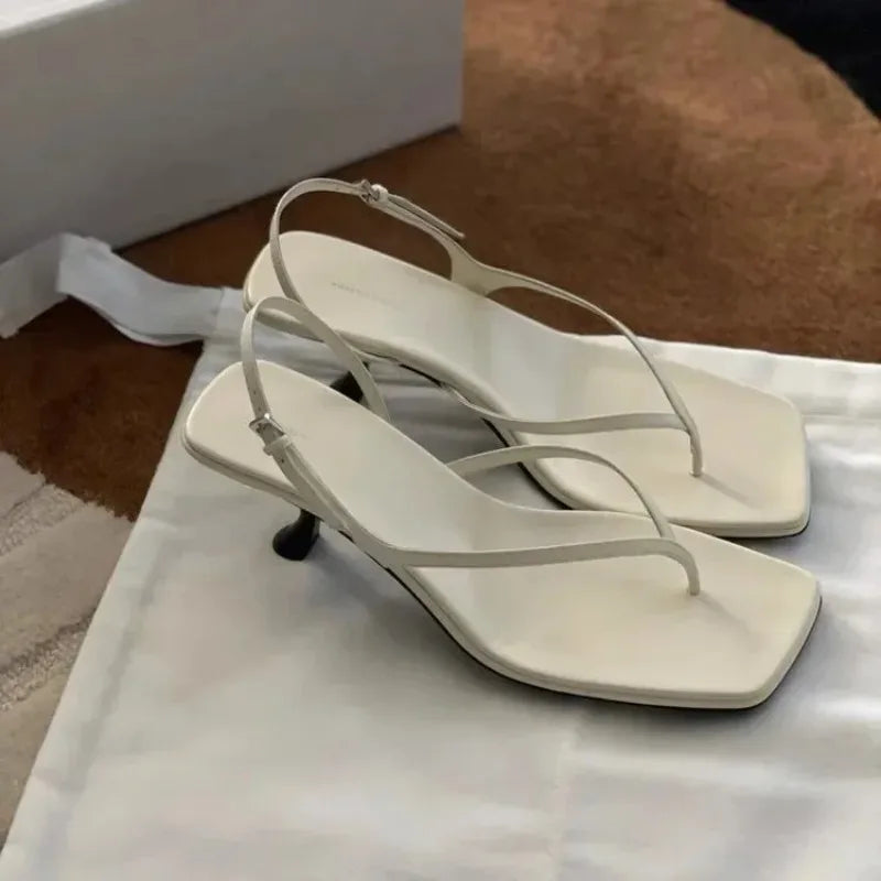 Leona - Women's Square Toe Kitten Heel Sandals