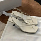 Leona - Women's Square Toe Kitten Heel Sandals