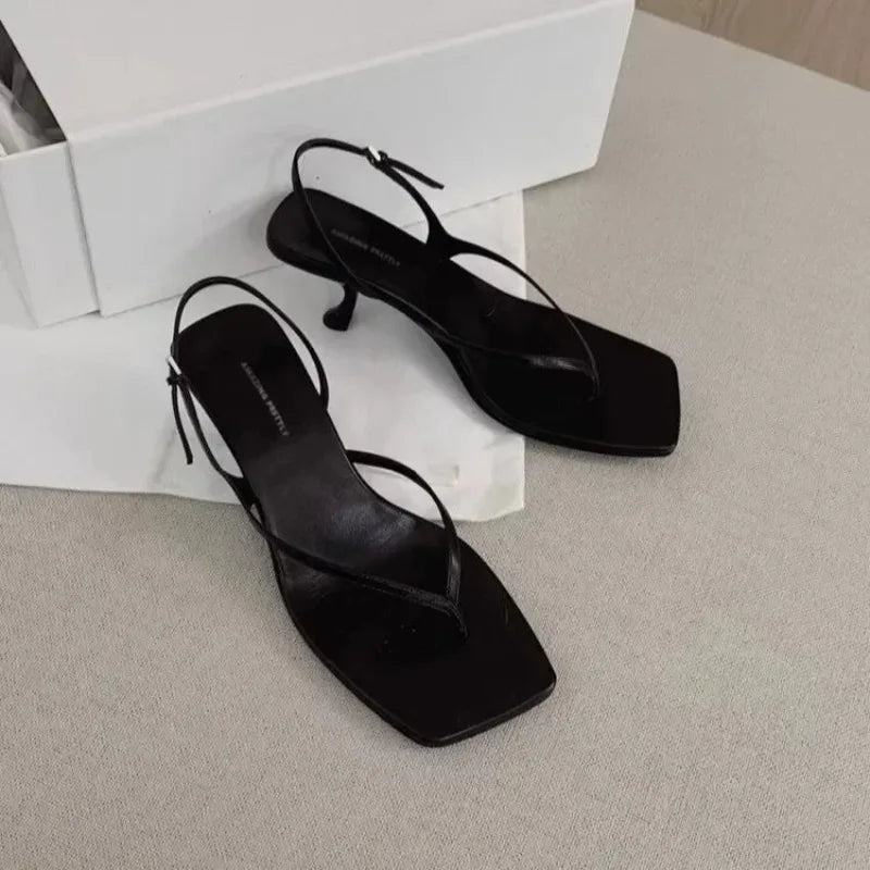 Leona - Women's Square Toe Kitten Heel Sandals