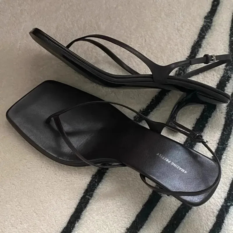 Leona - Women's Square Toe Kitten Heel Sandals