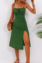 Lila | Women's Polka Dot Midi Dress with Side Slit
