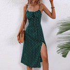 Lila | Women's Polka Dot Midi Dress with Side Slit