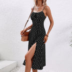 Lila | Women's Polka Dot Midi Dress with Side Slit