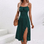 Lila | Women's Polka Dot Midi Dress with Side Slit