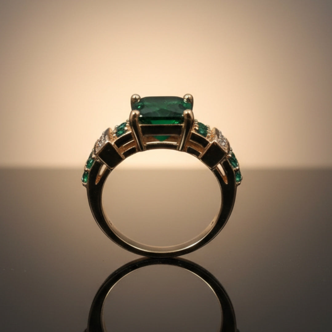 Liora - Women's Elegant Green Gemstone Ring
