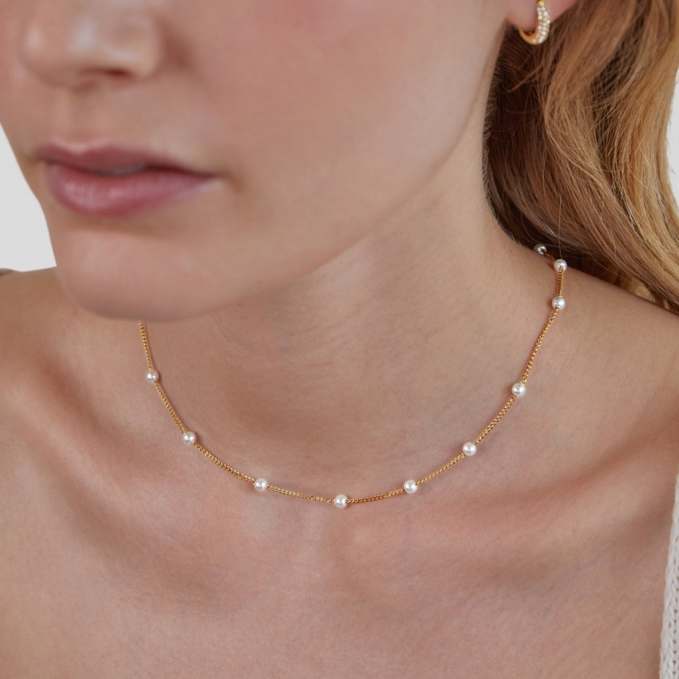 Livia - Women's Elegant Gold Necklace with Pearls