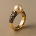 Livia - Women's Elegant Pearl Ring with Ornate Detailing