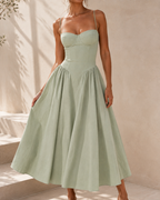 Livia | Women's Elegant Pleated Cocktail Midi Dress