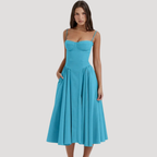 Livia | Women's Elegant Pleated Cocktail Midi Dress
