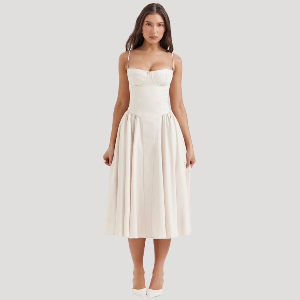 Livia | Women's Elegant Pleated Cocktail Midi Dress