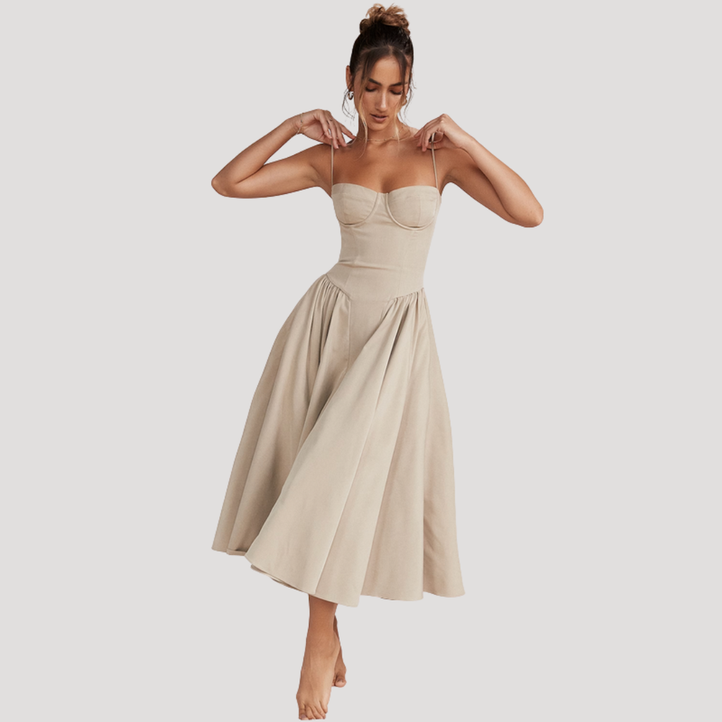 Livia | Women's Elegant Pleated Cocktail Midi Dress
