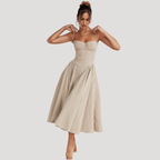 Livia | Women's Elegant Pleated Cocktail Midi Dress