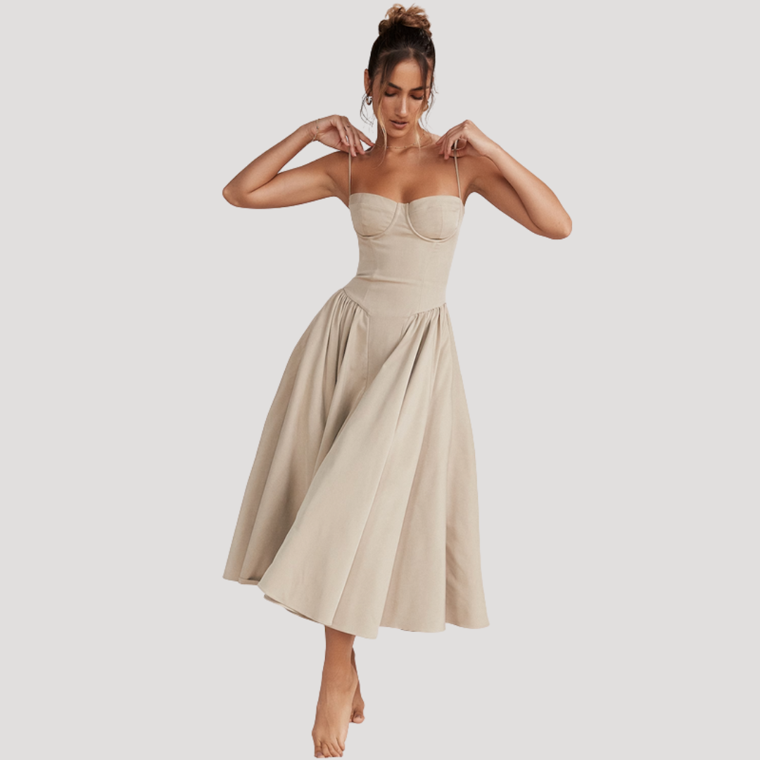 Livia | Women's Elegant Pleated Cocktail Midi Dress