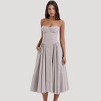 Livia | Women's Elegant Pleated Cocktail Midi Dress