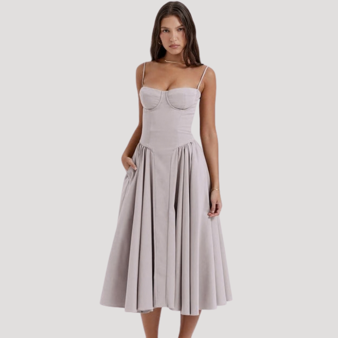 Livia | Women's Elegant Pleated Cocktail Midi Dress