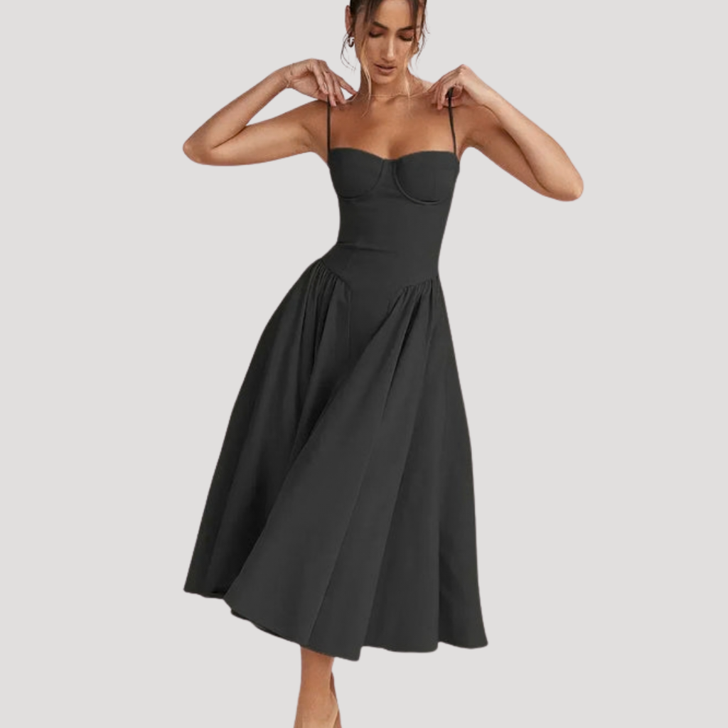 Livia | Women's Elegant Pleated Cocktail Midi Dress