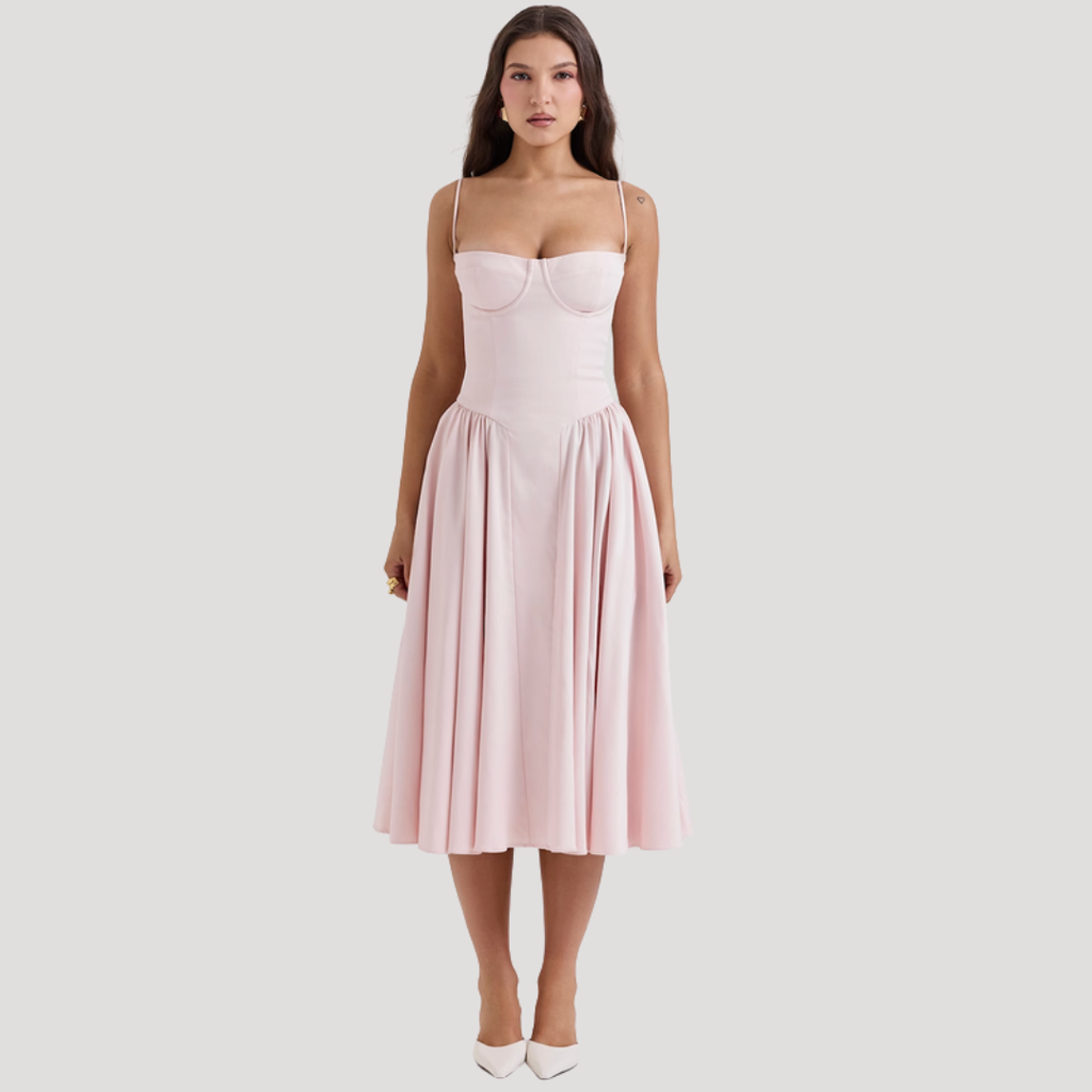 Livia | Women's Elegant Pleated Cocktail Midi Dress
