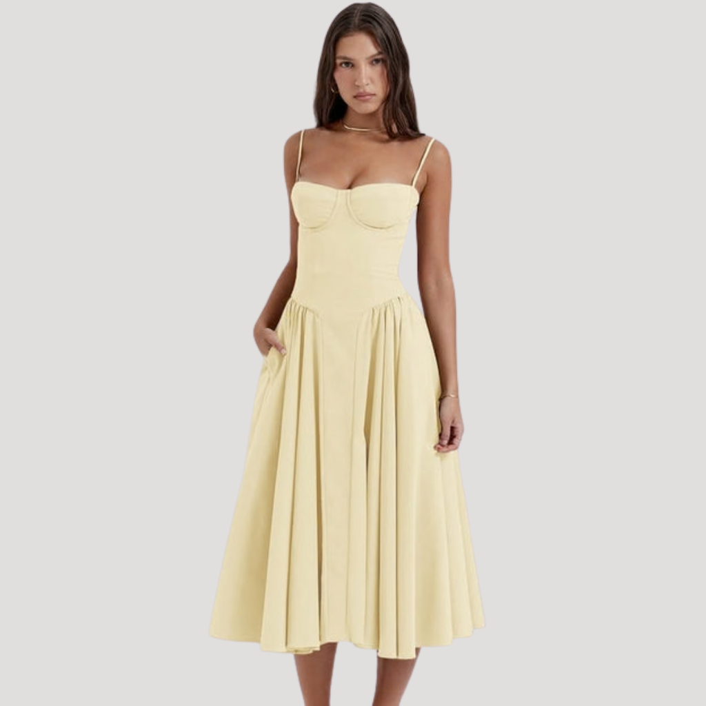 Livia | Women's Elegant Pleated Cocktail Midi Dress