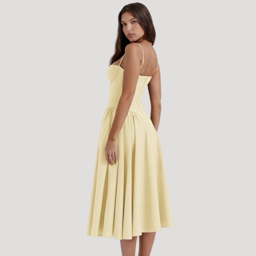 Livia | Women's Elegant Pleated Cocktail Midi Dress