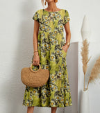 Elodie | Women's Floral Maxi Dress with Short Sleeves