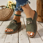 Margo | Women's Slip On Sandals with Heart Buckle Detail