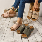 Margo | Women's Slip On Sandals with Heart Buckle Detail