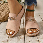 Margo | Women's Slip On Sandals with Heart Buckle Detail