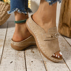 Margo | Women's Slip On Sandals with Heart Buckle Detail