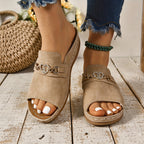 Margo | Women's Slip On Sandals with Heart Buckle Detail