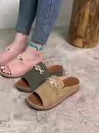 Margo | Women's Slip On Sandals with Heart Buckle Detail