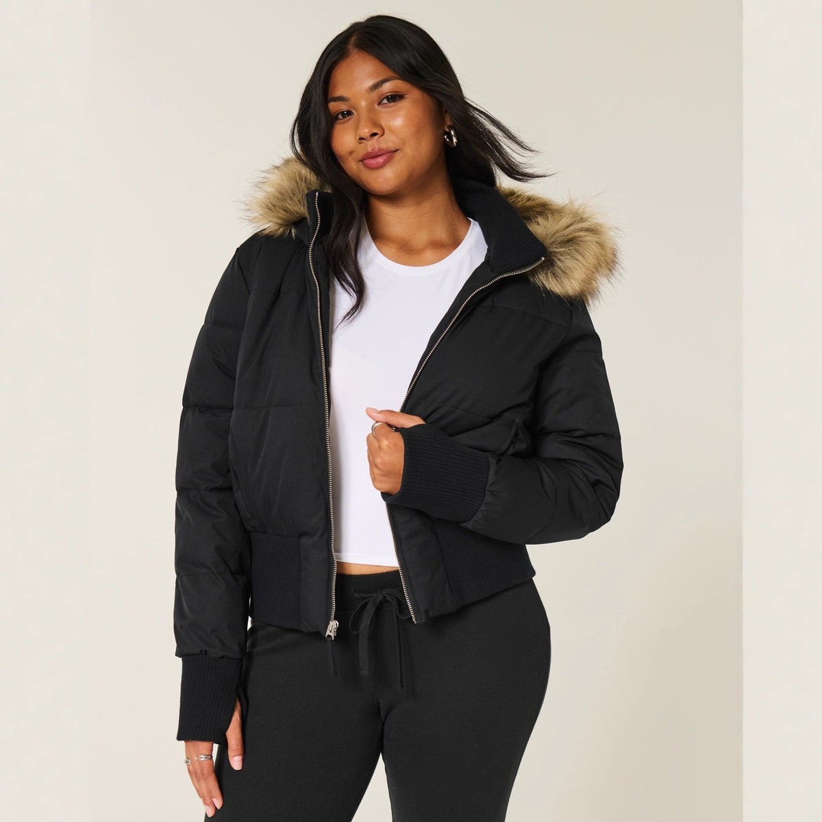 Marin - Women's Cozy Fur Trim Puffer Jacket