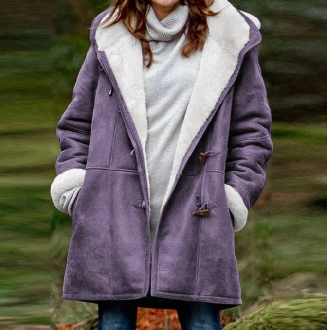 Marlowe - Women's Cozy Faux Suede Duffle Coat