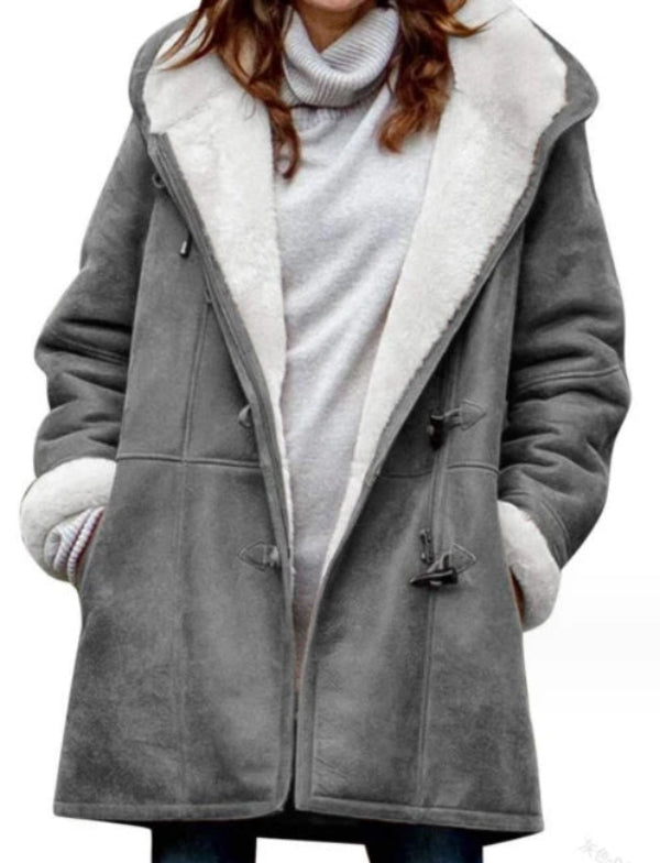 Marlowe - Women's Cozy Faux Suede Duffle Coat