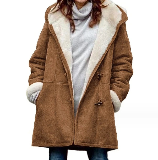 Marlowe - Women's Cozy Faux Suede Duffle Coat