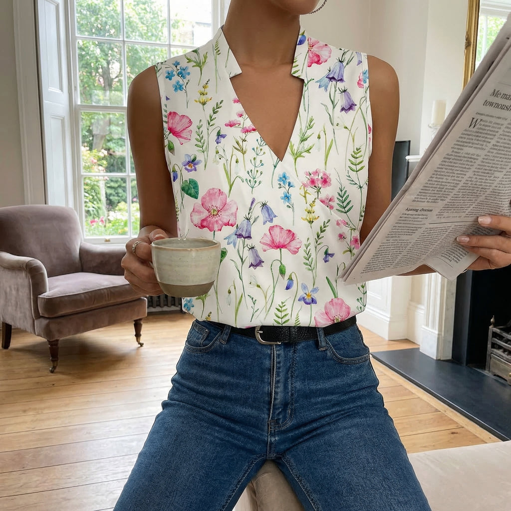 Marlowe | Women's Floral Sleeveless Wrap Top