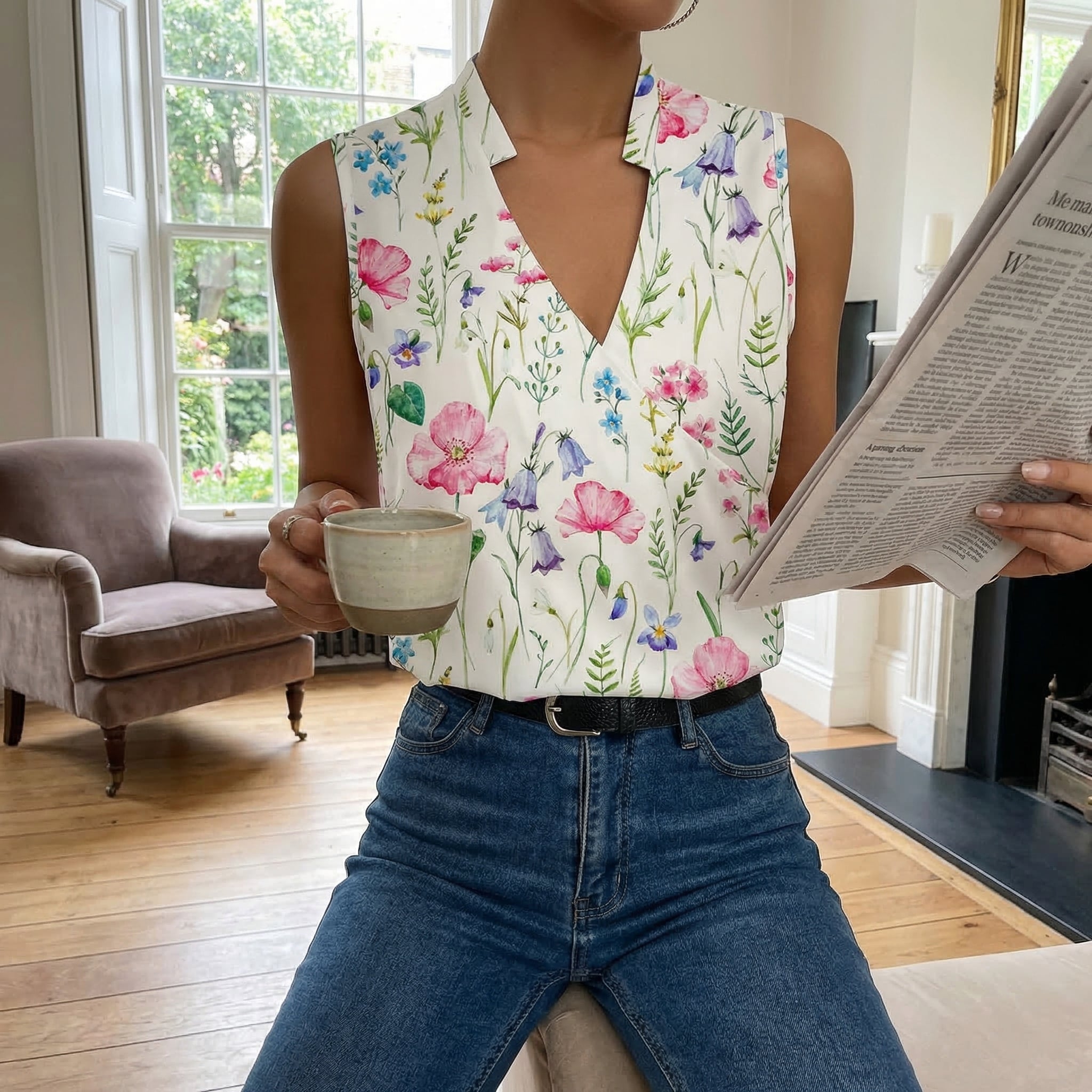 Marlowe | Women's Floral Sleeveless Wrap Top
