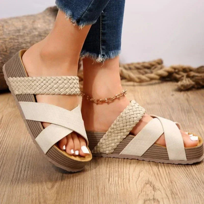 Marlowe | Women's Platform Slide Sandals with Braided Straps
